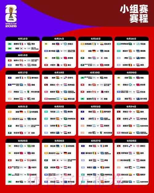 2026世界杯小组赛赛程完整版赛事详情实时查看